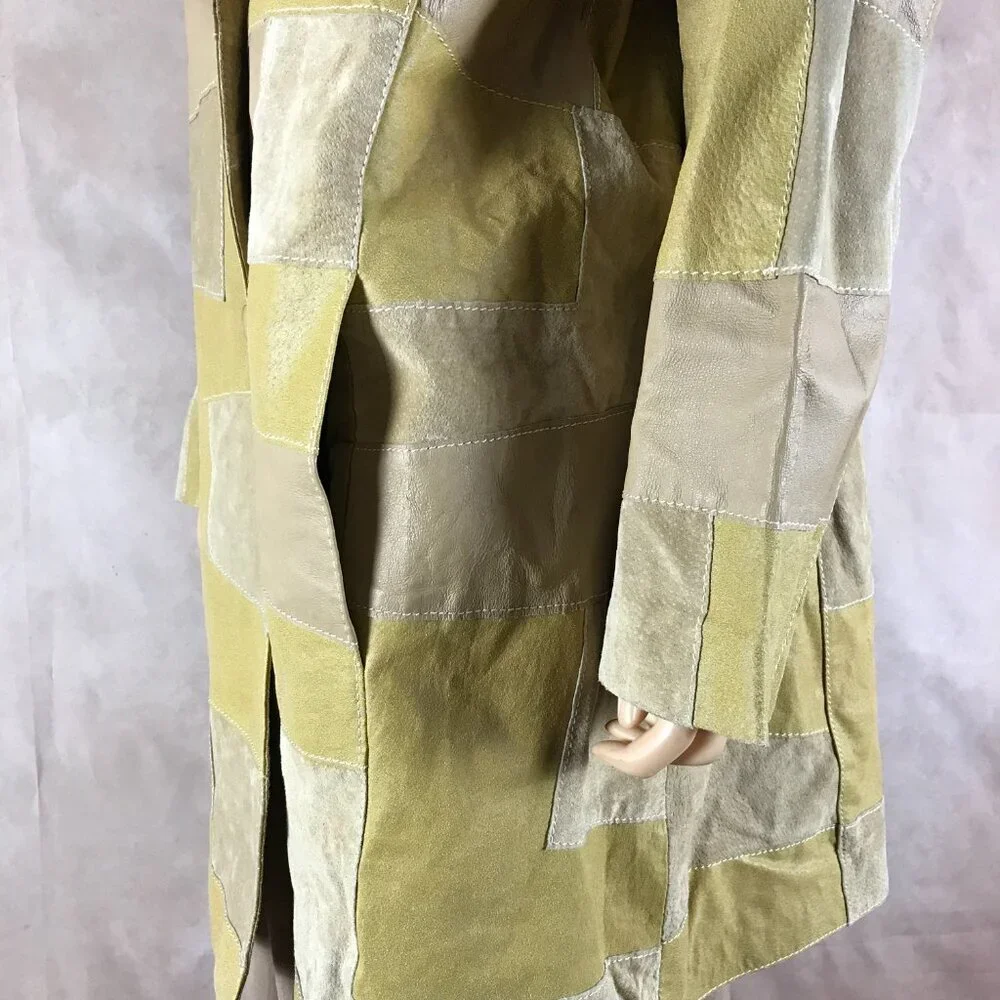 Plus Size 3X/4X Vintage Leather Patchwork Jacket VIA ACCENTI - Picture 8 of 15